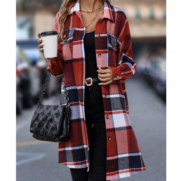 MODA ME COUTURE Jackets & Blazers - Casual Plaid Print Flap Pocket jacket multicolor